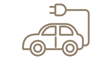 Side-by-side car park bays, equipped with Electric Vehicle Charging points/Infrastructure